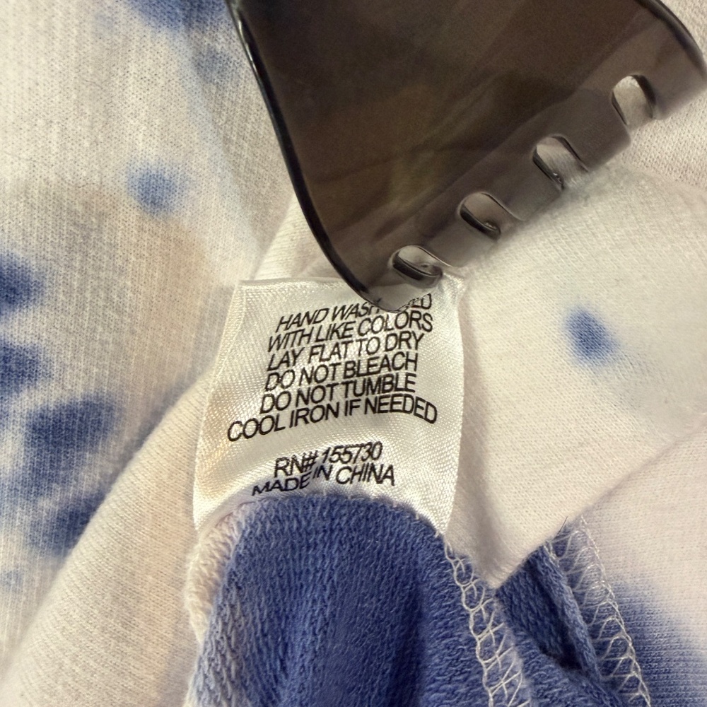 Jane and Delancey Sz Small Sweatshirt Blue White Tie Dye Long Sleeve Lightweight - Picture 8 of 9